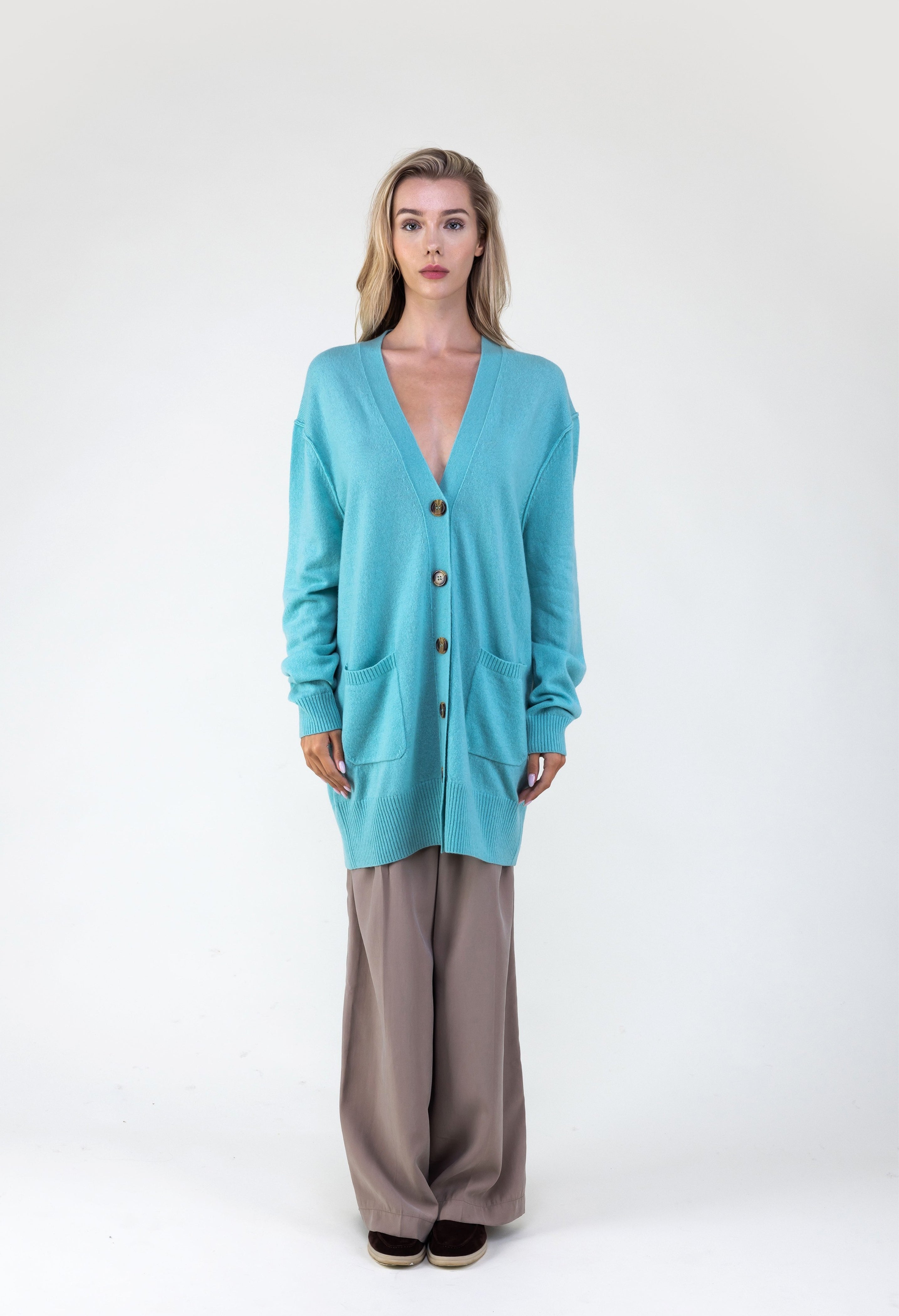 Van Kukil Cashmere Long V-Neck Cardigan