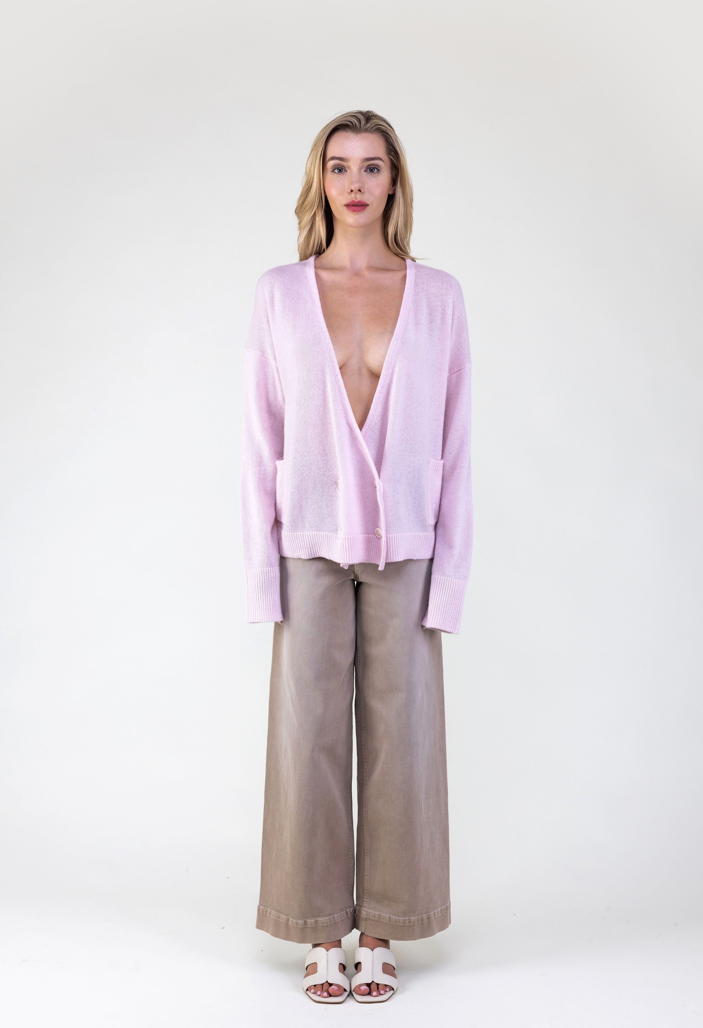 Van Kukil Cashmere Deep V-Neck Cardigan