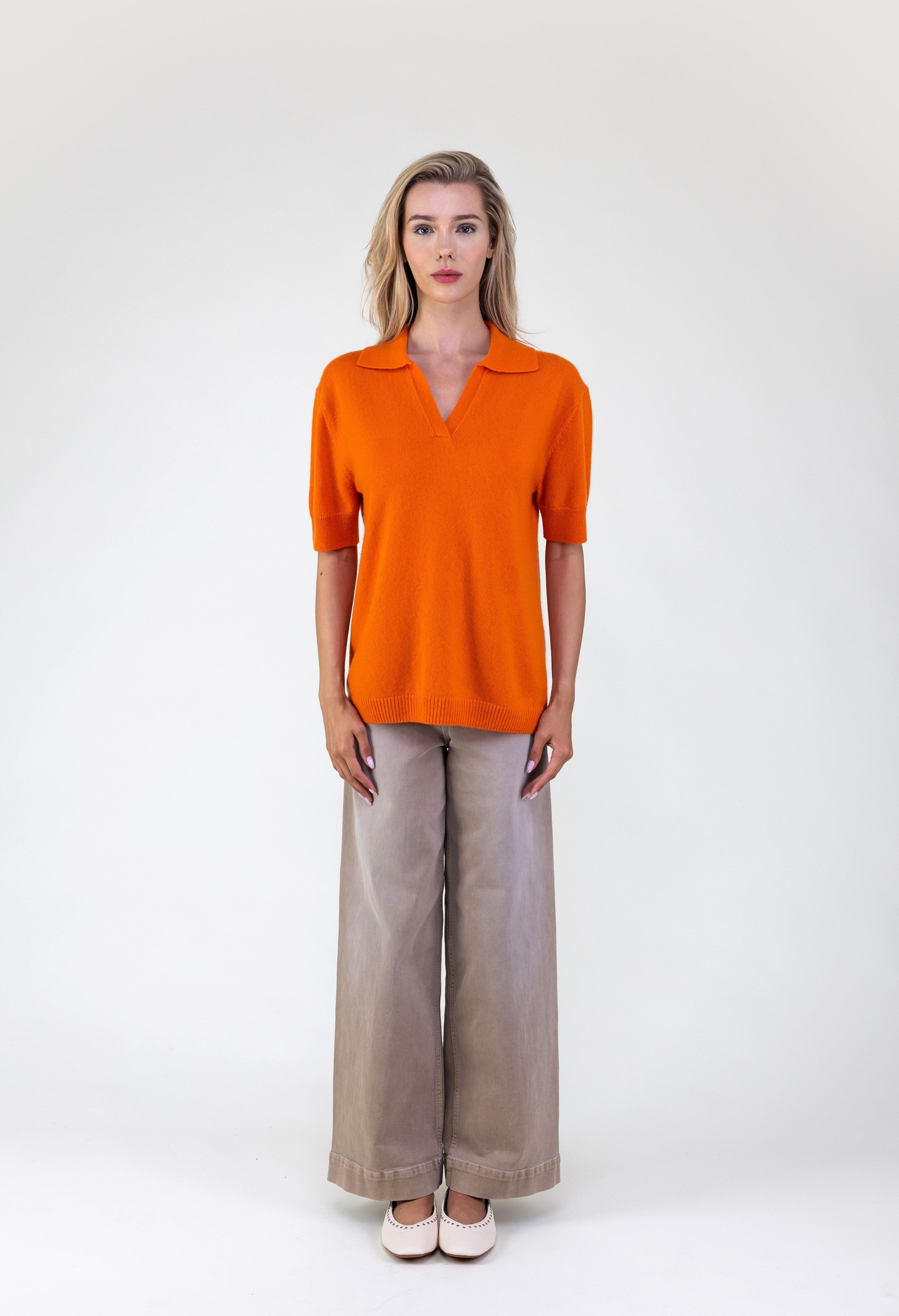 Van Kukil Cashmere Polo Collar Knit Top