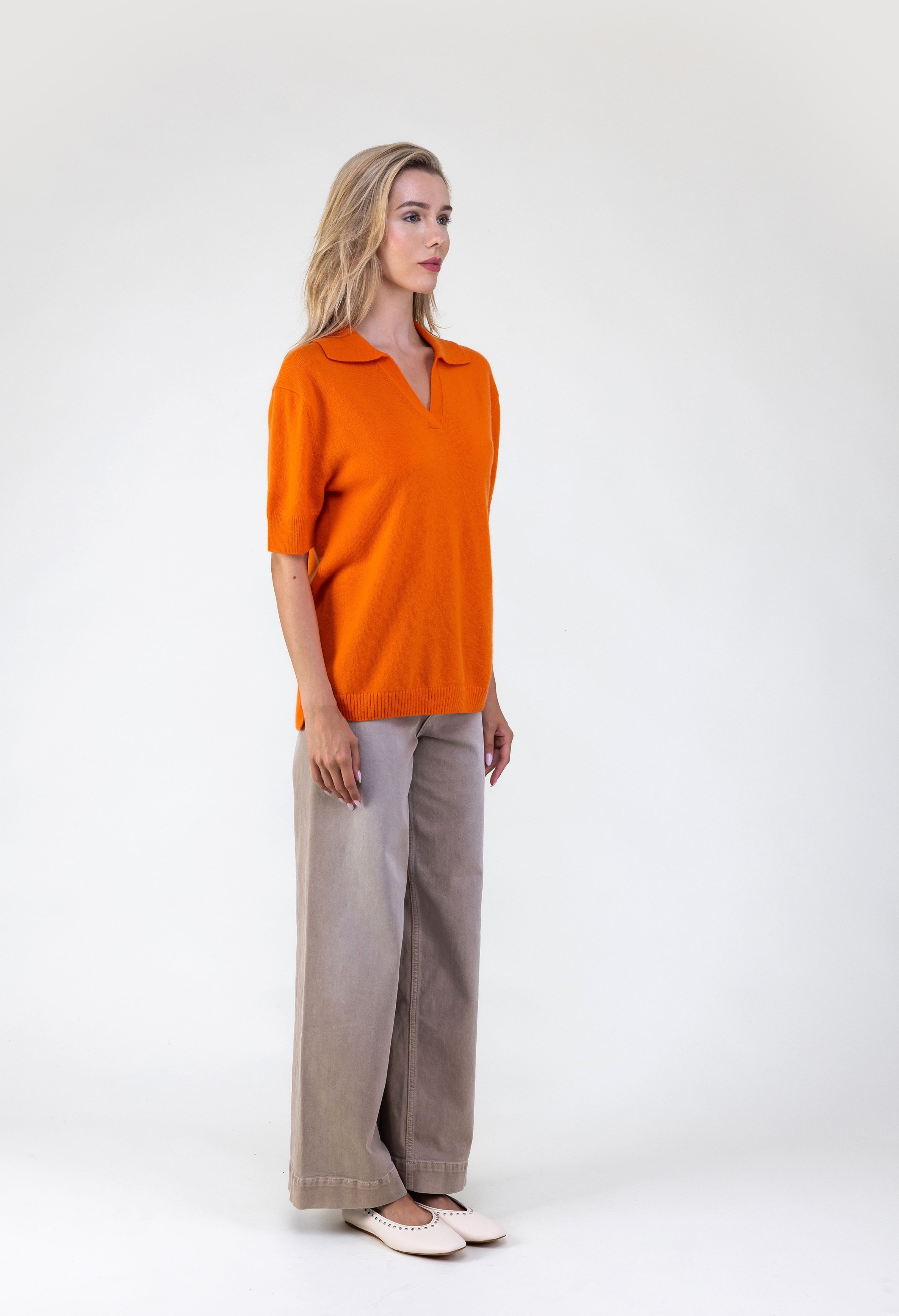 Van Kukil Cashmere Polo Collar Knit Top