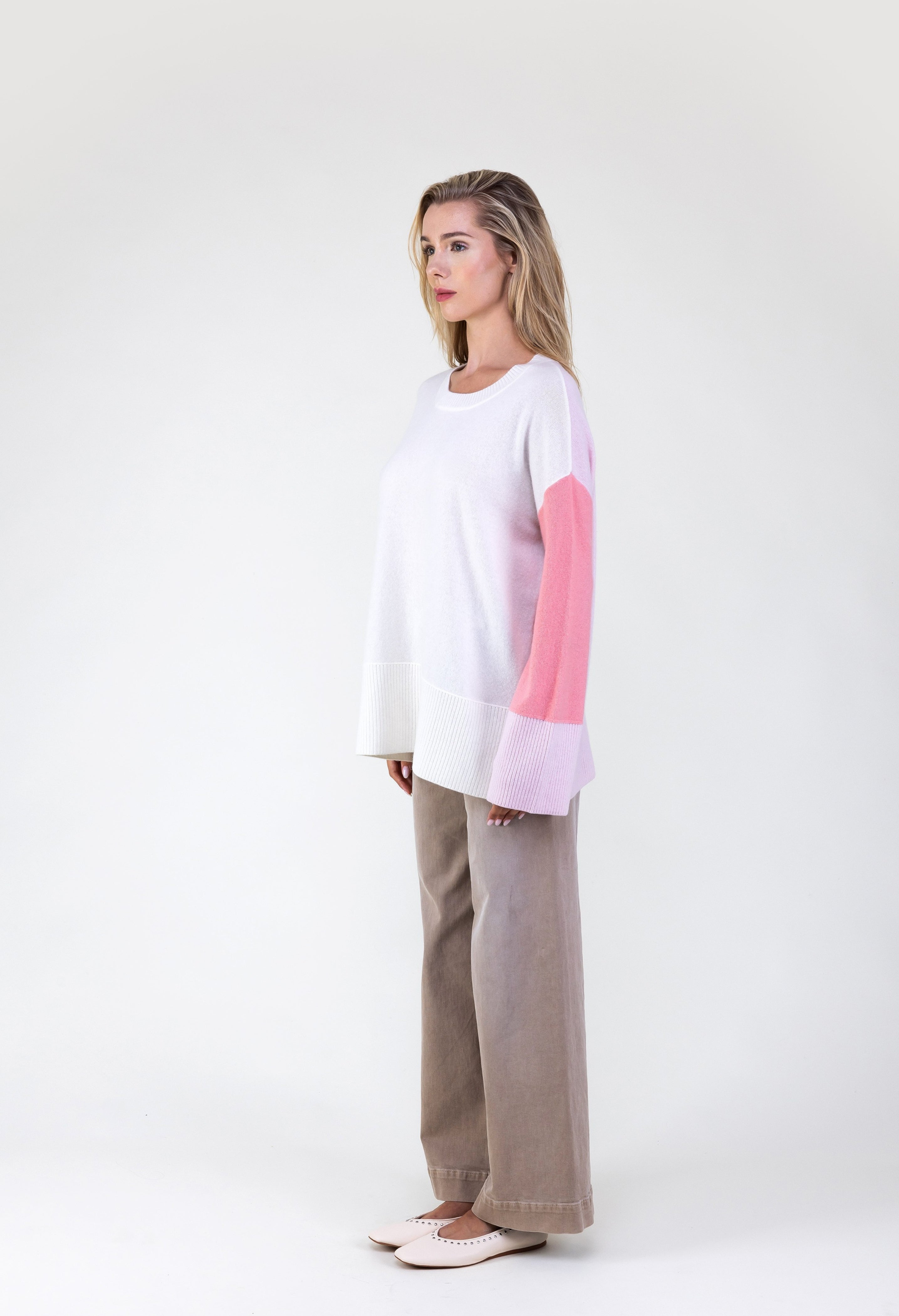 Van Kukil Cashmere Colorblock Crewneck Sweater