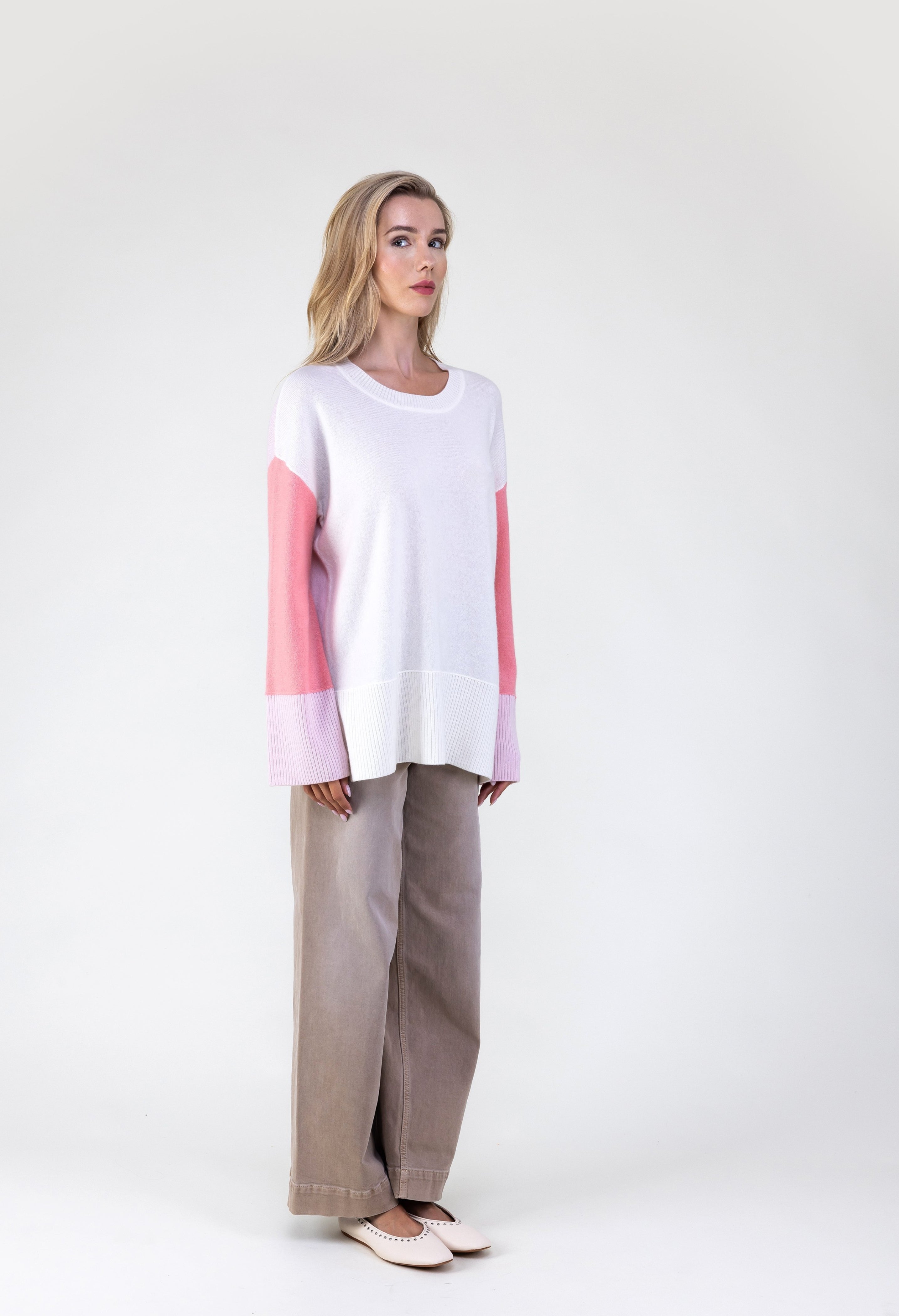 Van Kukil Cashmere Colorblock Crewneck Sweater