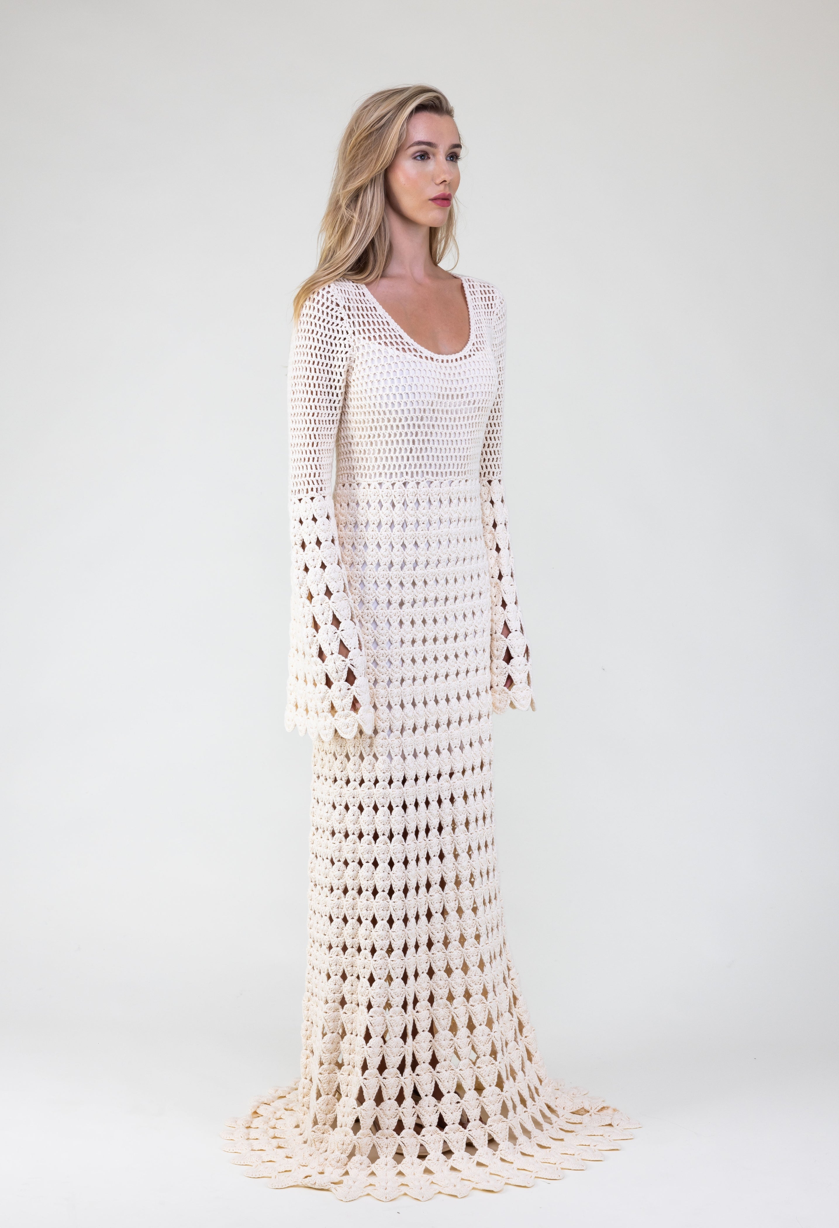 Van Kukil Crochet Knit Maxi Dress