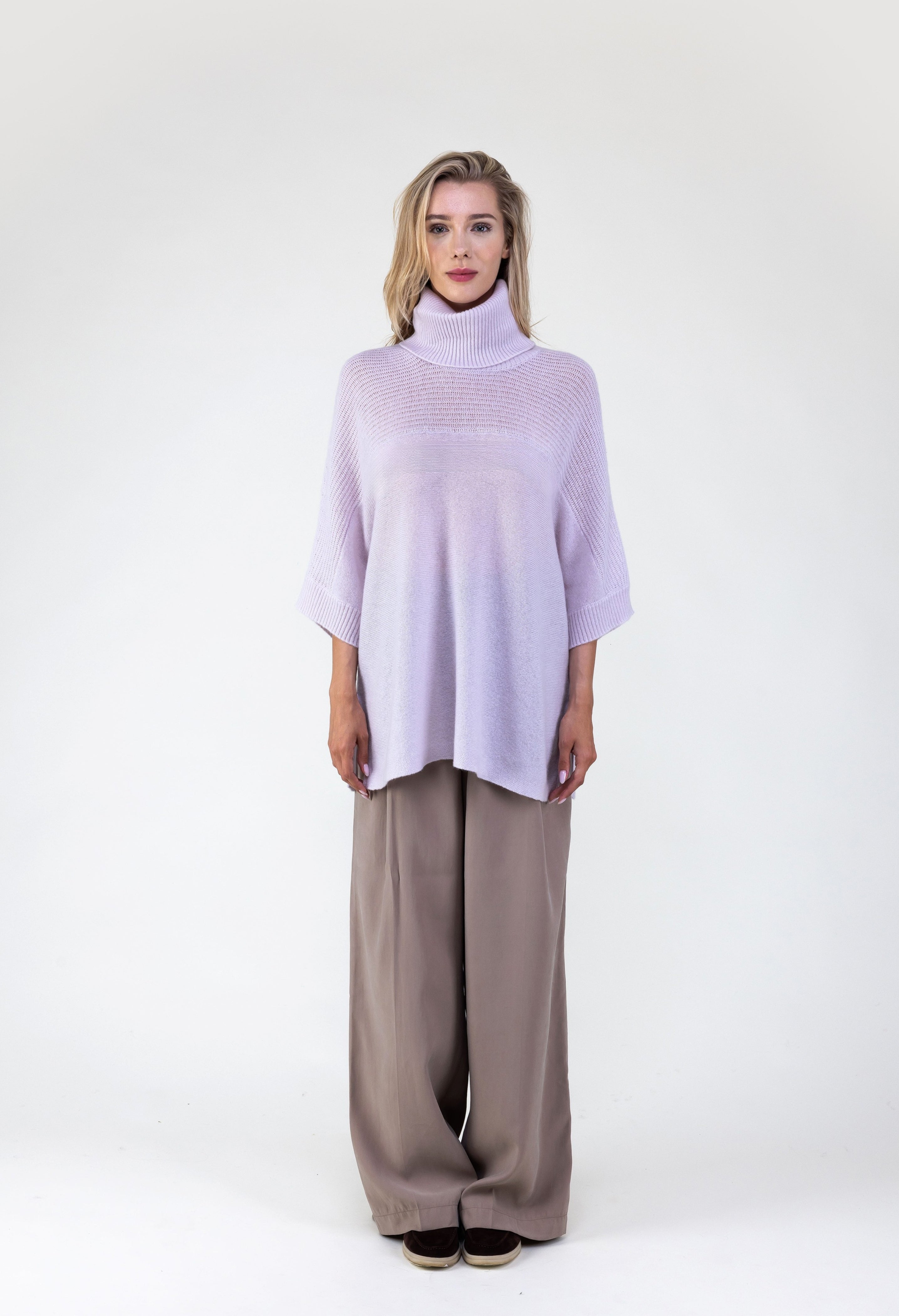 Van Kukil Cashmere Oversized Turtleneck Poncho