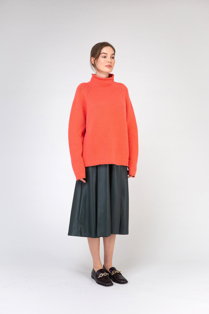 VAN KUKIL FUNNEL NECK CHUNKY KNIT JUMPER