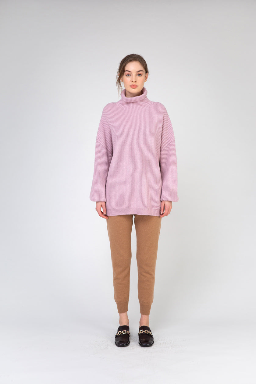 VAN KUKIL HIGH NECK RIB WEAVE JUMPER