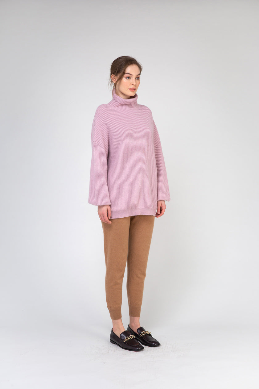 VAN KUKIL HIGH NECK RIB WEAVE JUMPER