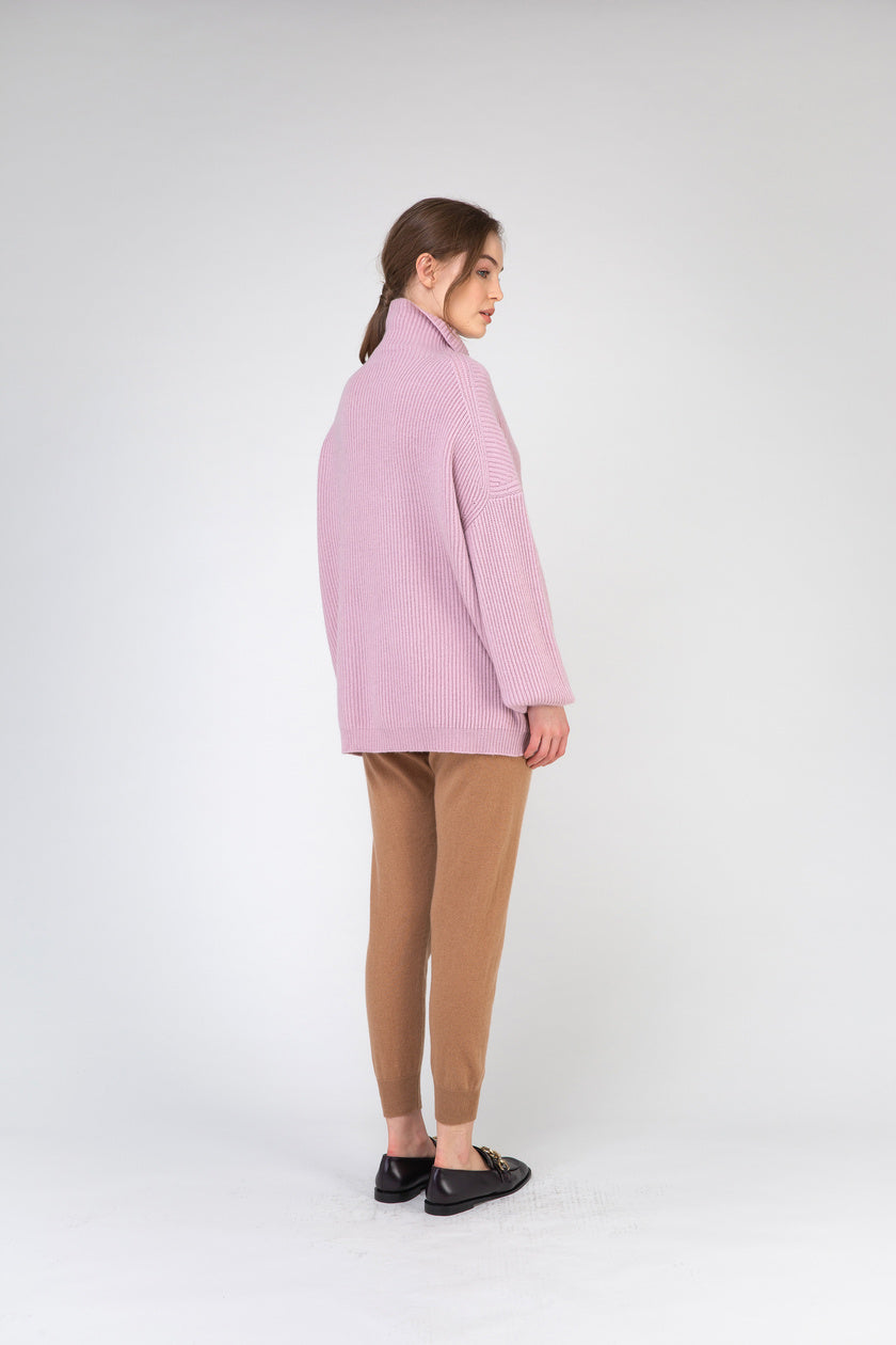 VAN KUKIL HIGH NECK RIB WEAVE JUMPER