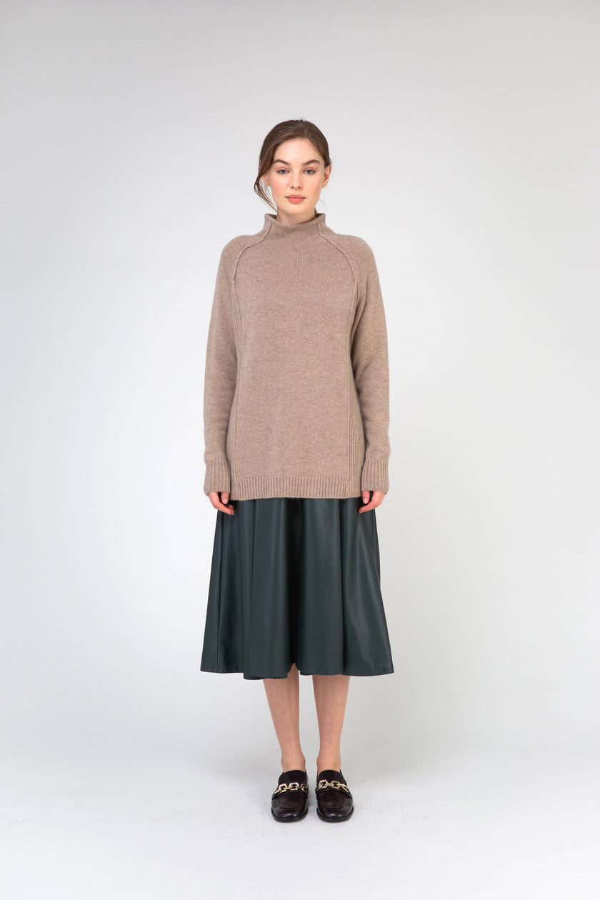 VAN KUKIL FUNNEL NECK SIDE RIB JUMPER