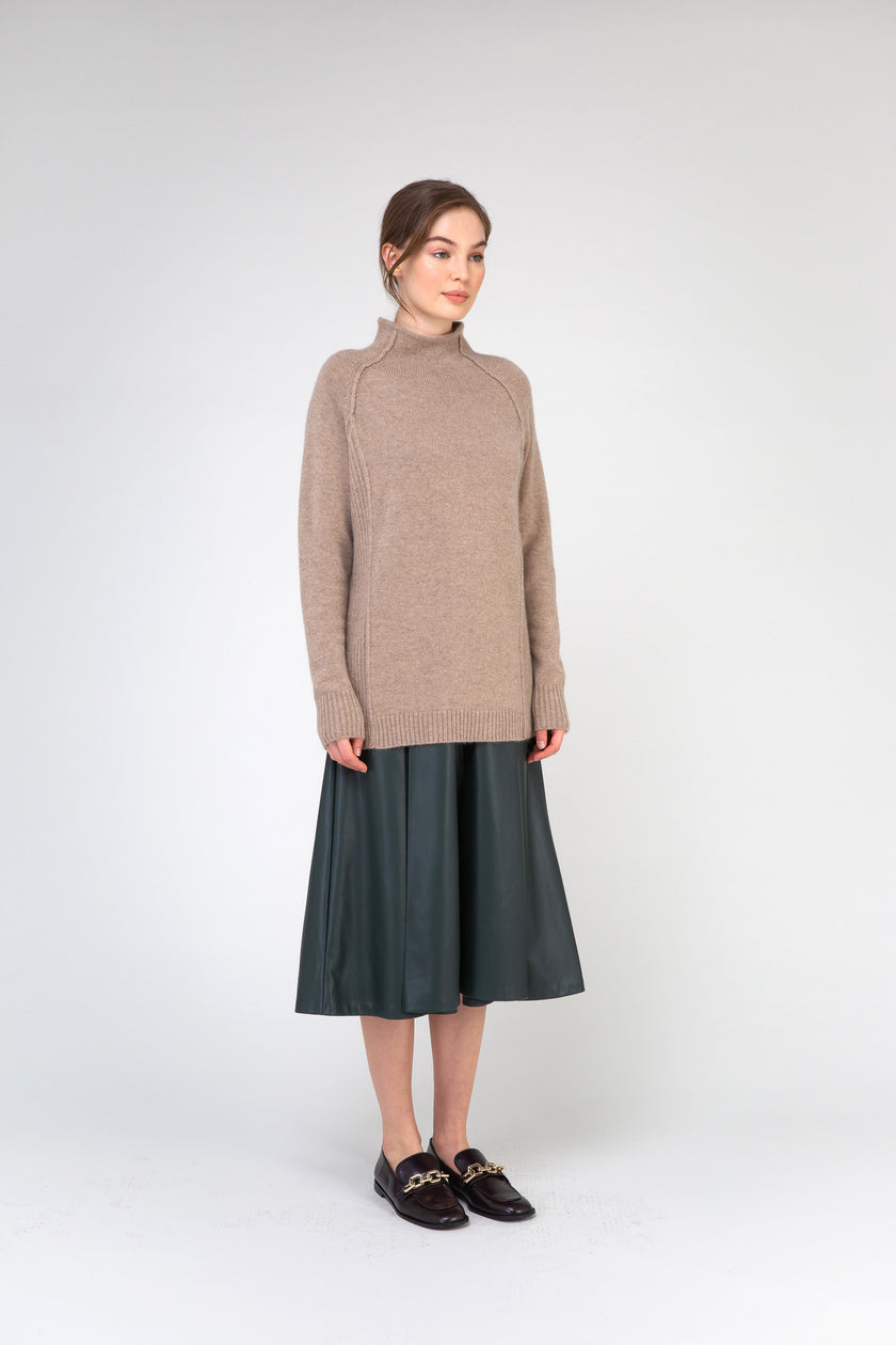 VAN KUKIL FUNNEL NECK SIDE RIB JUMPER