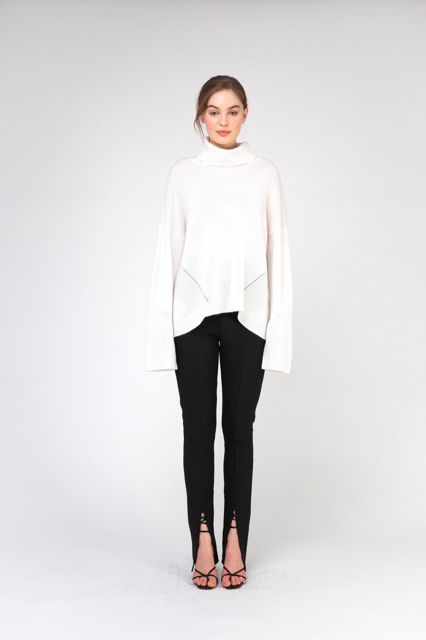 VAN KUKIL ROLL NECK POINTELLE JUMPER