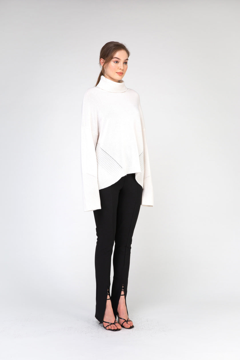 VAN KUKIL ROLL NECK POINTELLE JUMPER