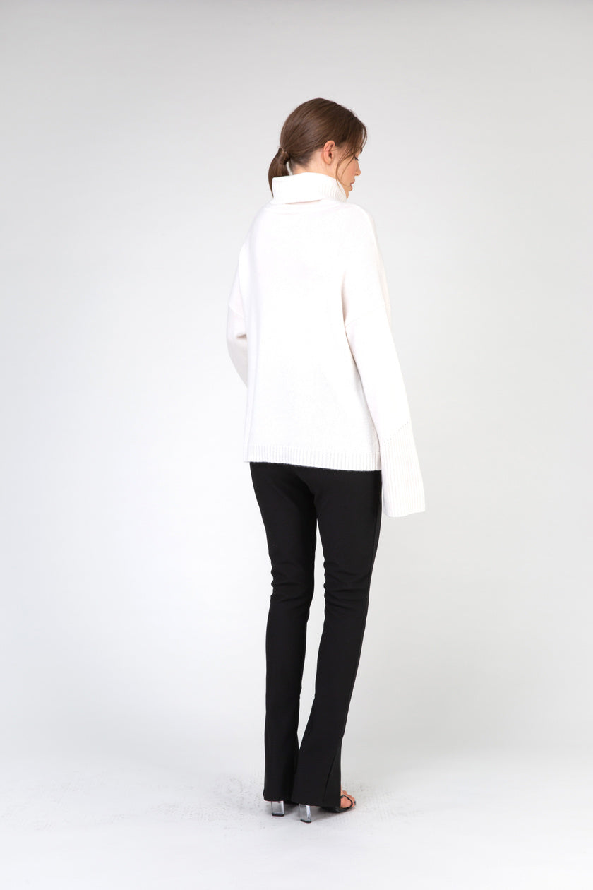 VAN KUKIL ROLL NECK POINTELLE JUMPER