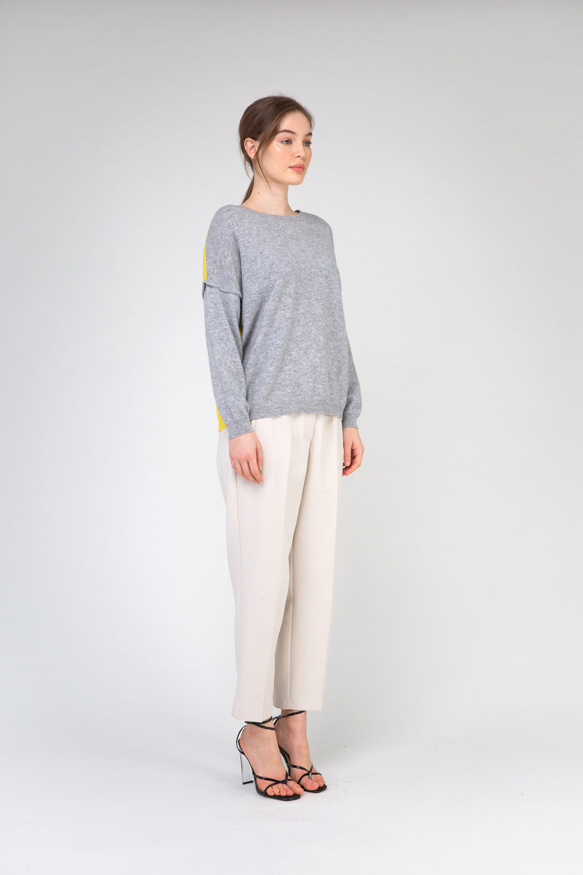 VAN KUKIL ROUND NECK DOUBLE COLOUR JUMPER