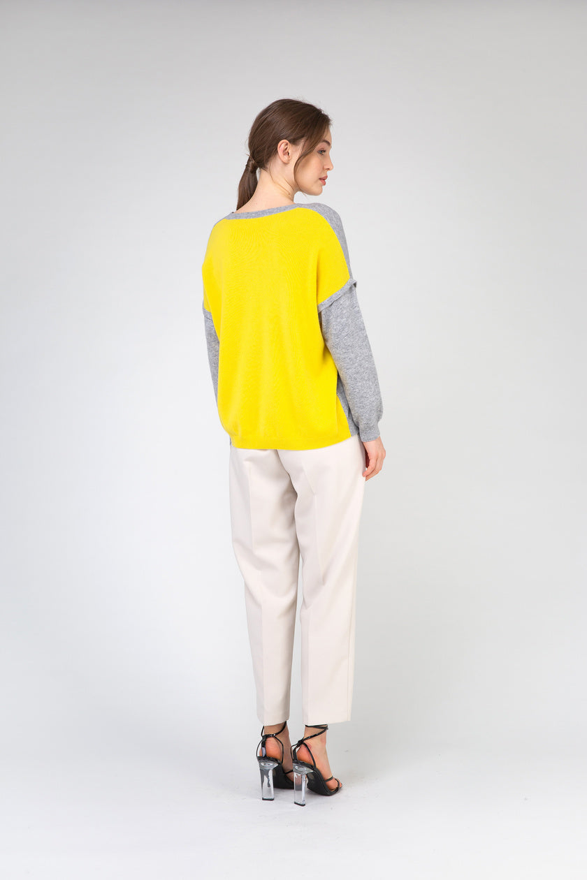 VAN KUKIL ROUND NECK DOUBLE COLOUR JUMPER