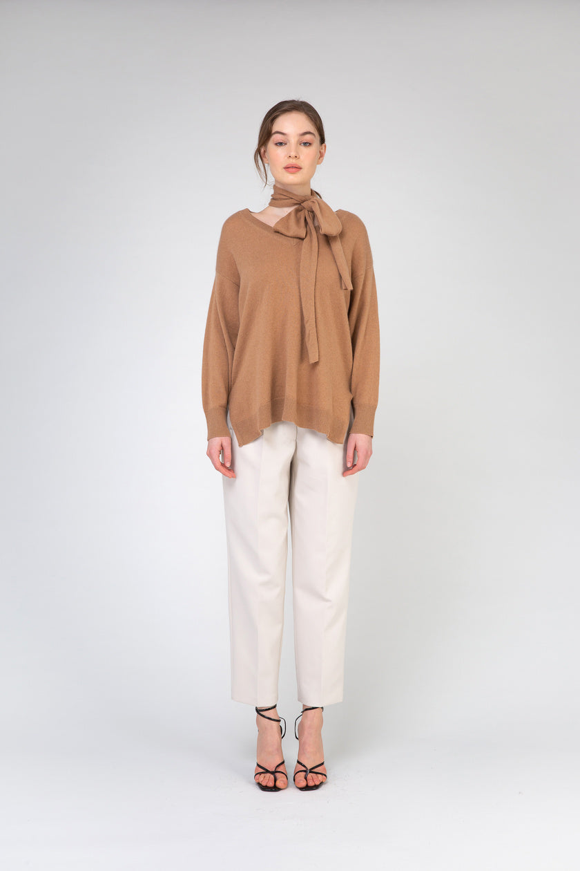 VAN KUKIL V SWEATER  NECK WITH SCARF