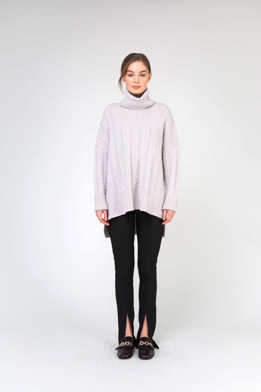 VAN KUKIL ROLL NECK CABLE KNIT JUMPER