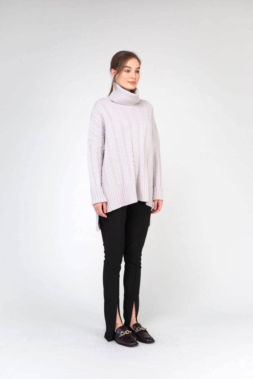 VAN KUKIL ROLL NECK CABLE KNIT JUMPER