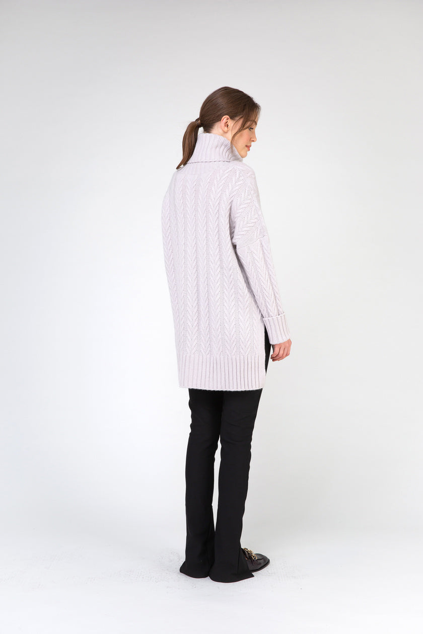 VAN KUKIL ROLL NECK CABLE KNIT JUMPER