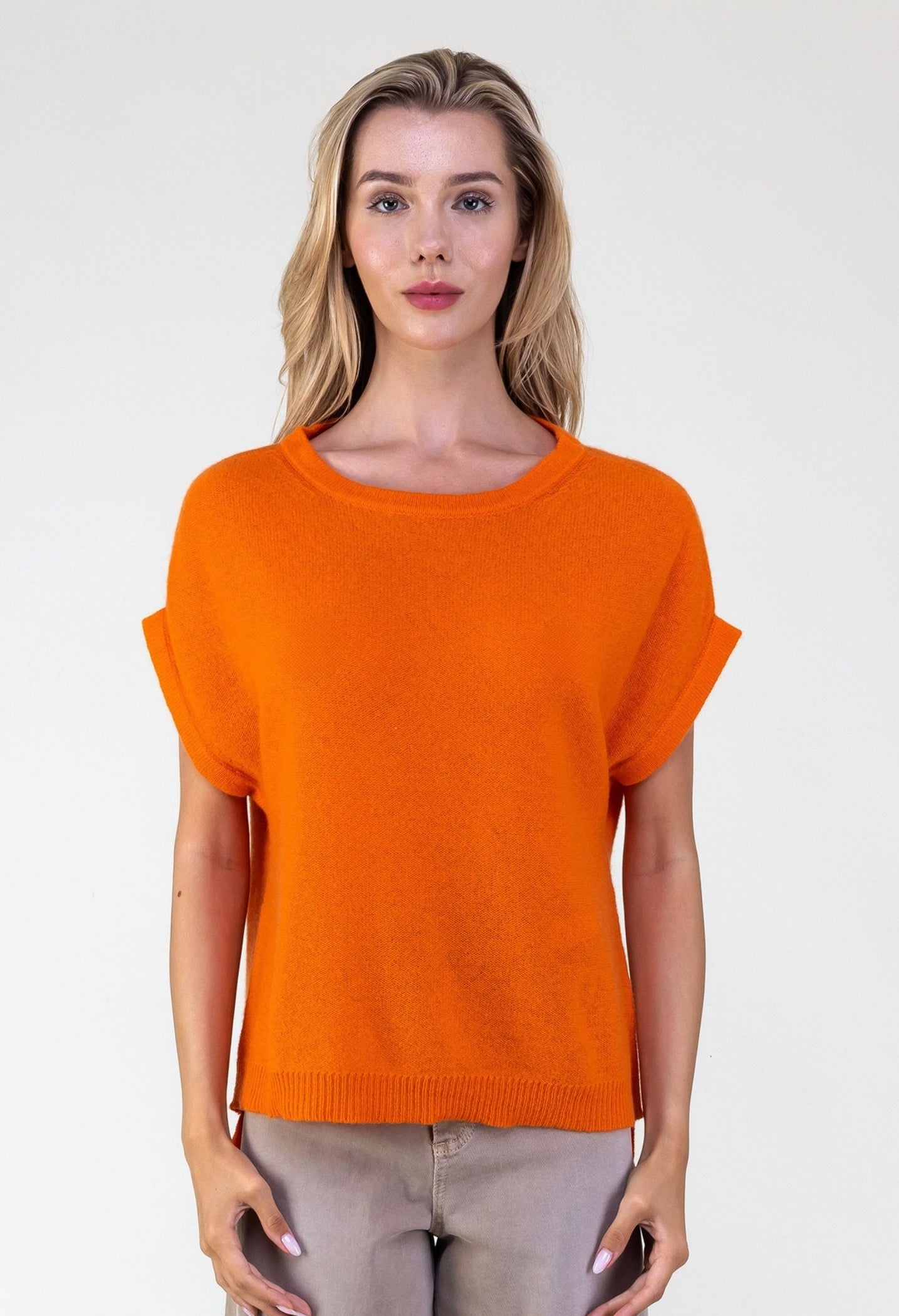 Van Kukil Rolled Sleeve Crewneck Top