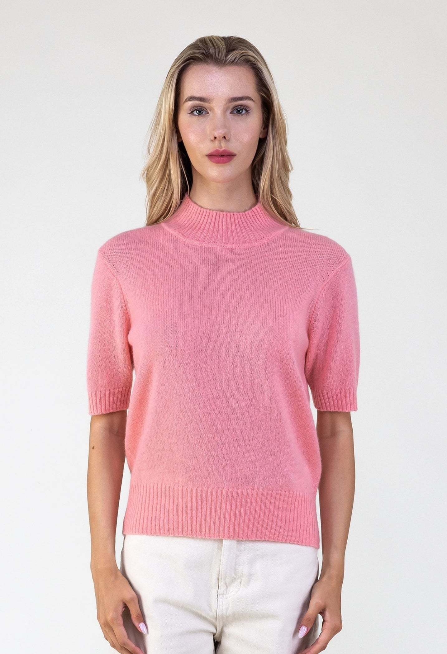 Van Kukil Mock Neck Short Sleeve Sweater