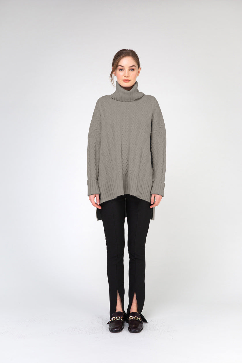 VAN KUKIL ROLL NECK CABLE KNIT JUMPER