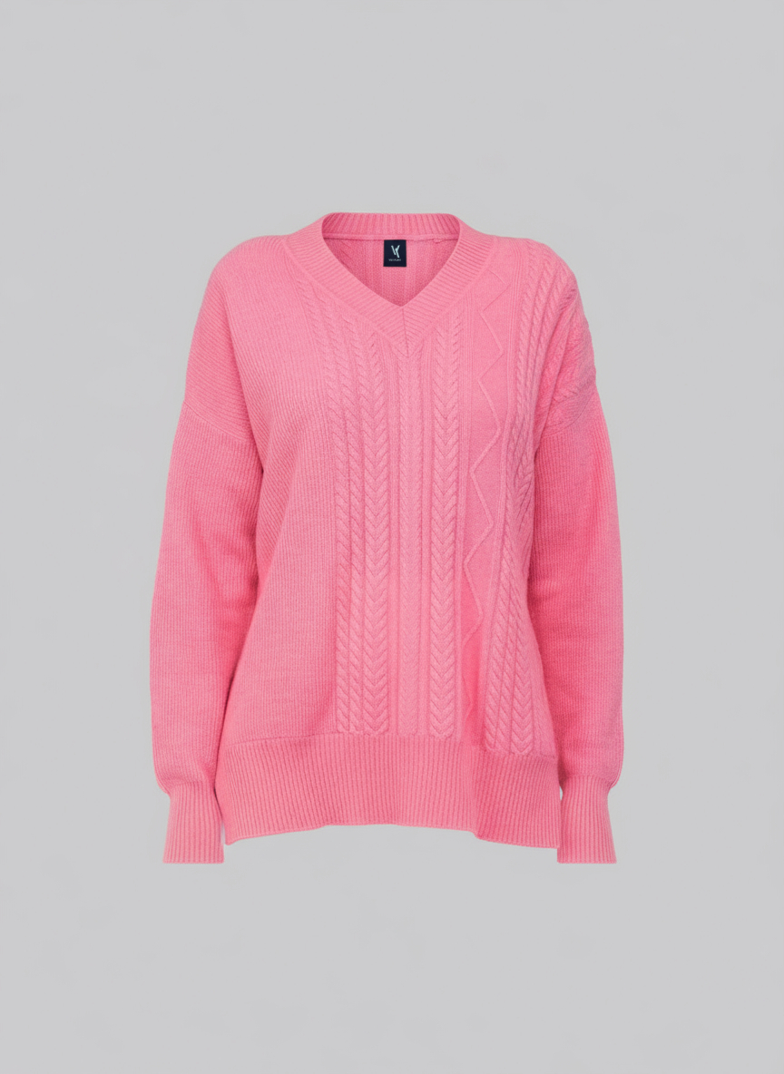 Van Kukil Cashmere Cable-Knit V-Neck Sweater