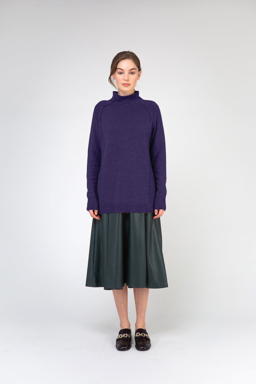 VAN KUKIL FUNNEL NECK SIDE RIB JUMPER